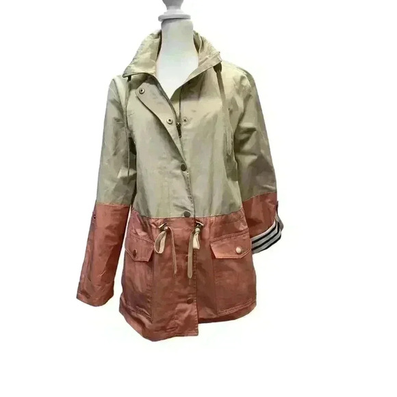 TRIBAL NWOT WATER REPELLENT RAIN JACKET WINDBREAKER TAN PINK SIZE MEDIUM - Picture 5 of 12